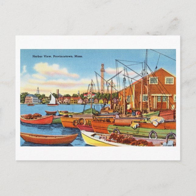 Hafenansicht in Provincetown, Massachusetts Vintag Postkarte (Vorderseite)