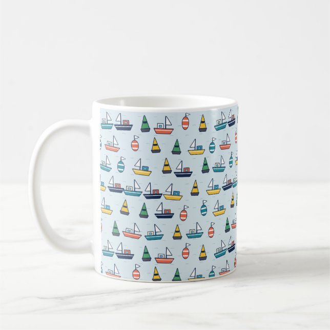 Hafenboote und Tonnen Muster Kaffeetasse (Links)