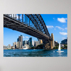 Hafenbrücke von Sydney über Hafen bis Stadt Poster