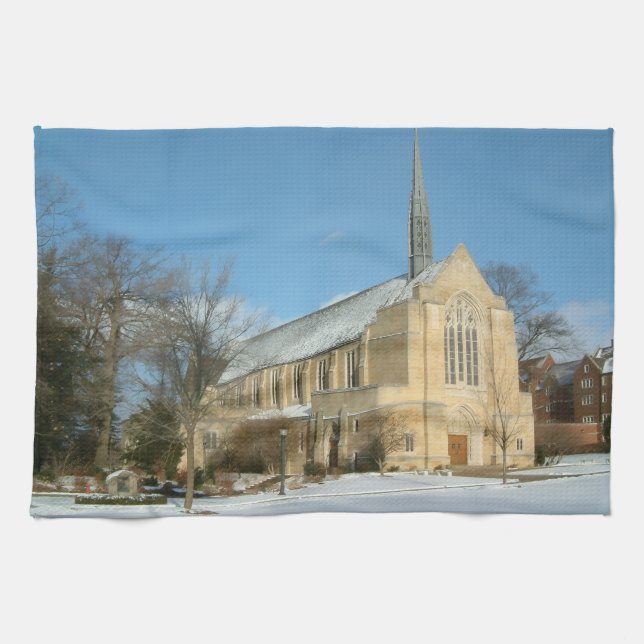 Hafenkapelle im Winter an der Grove City Uni Geschirrtuch (Horizontal)