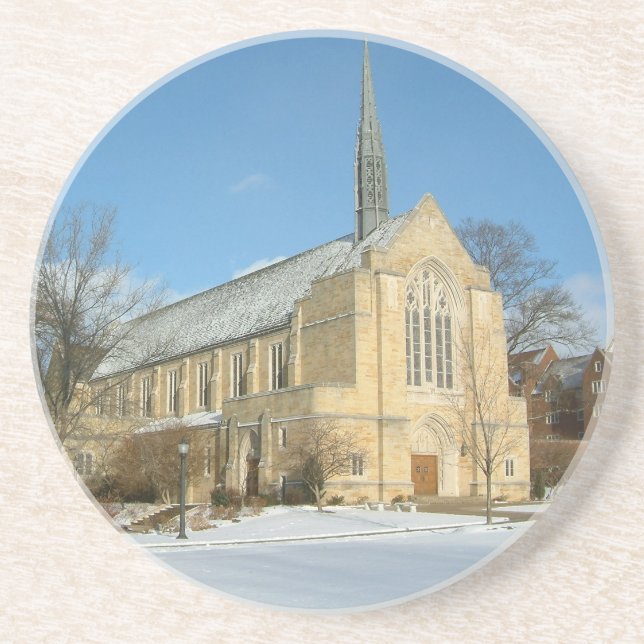 Hafenkapelle im Winter an der Grove City Uni Getränkeuntersetzer (Vorne)