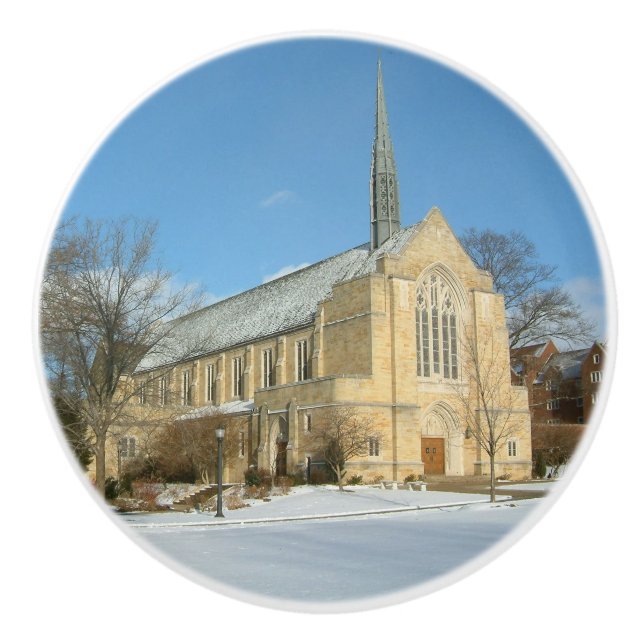 Hafenkapelle im Winter an der Grove City Uni Keramikknauf (Vorderseite)