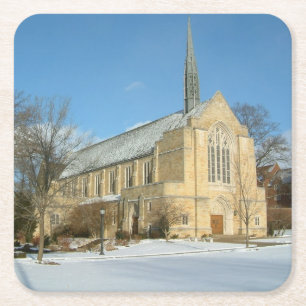Hafenkapelle im Winter an der Grove City Uni Rechteckiger Pappuntersetzer