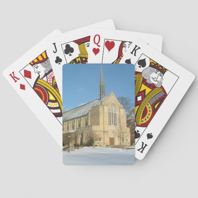 Hafenkapelle im Winter an der Grove City Uni Spielkarten (Rückseite)