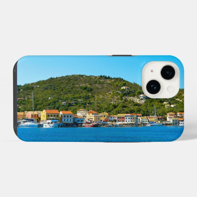 Hafenküste von Antipaxos iPhone 14 Hülle (Rückseite (Horizontal))