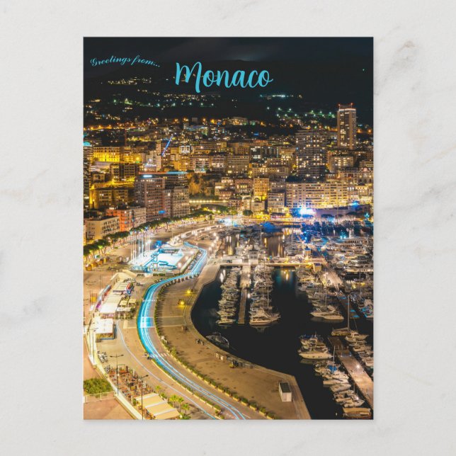 Hafenlichter in Monaco Postkarte (Vorderseite)