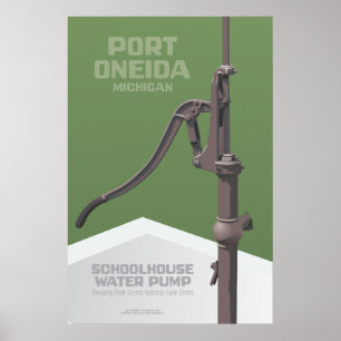HafenOneida, Michigan - Schulhaus-Wasser-Pumpe Poster