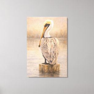 Hafenpelikan   Küstentiere Kunst   Gespannt Leinwanddruck