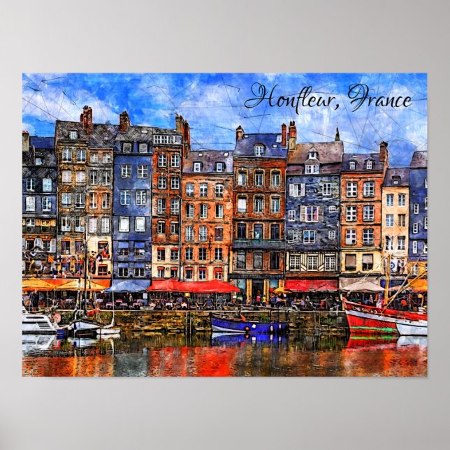 Hafenpromenade von Honfleur in Normandie, Frankrei Poster (Vorne)