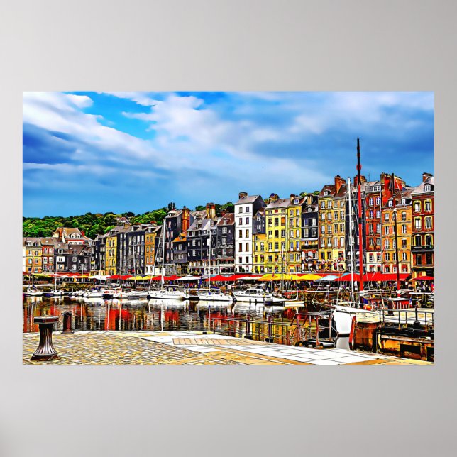Hafenpromenade von Honfleur in Normandie, Frankrei Poster (Vorne)