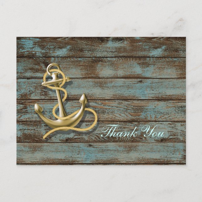 Hafenstrand nautische Hochzeit danke Postkarte (Vorderseite)