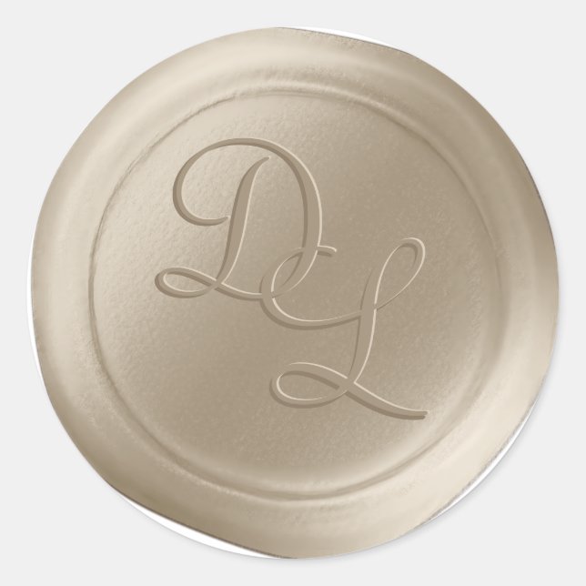 Haferflocken Beige 2-Letter-Monogramm-Wachs-Siegel Runder Aufkleber (Vorderseite)