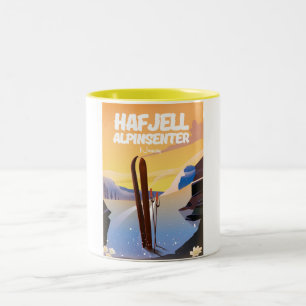 Hafjell Alpinsenter Norwegen schönes Skiplakat. Zweifarbige Tasse