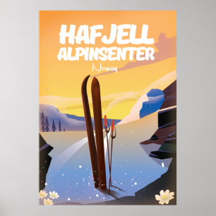 Hafjell Alpinsenter Norwegen schönes Skiposter. Poster