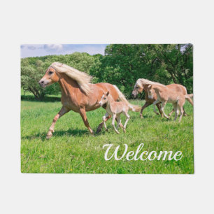 Haflinger Horses Niedlich Foals Running Funny Funn Fußmatte