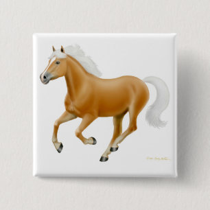 Haflinger Palomino-PferdeButton-Weiß Button