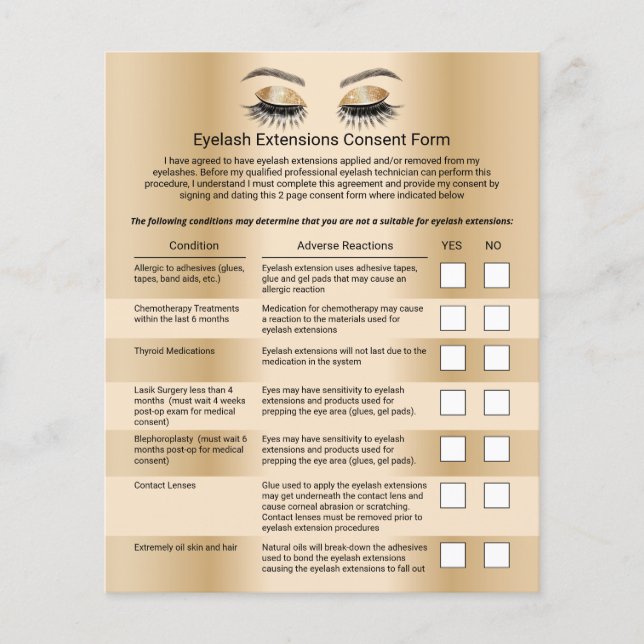 Haftungsausschluss für moderne Gold Eyelash-Erweit Flyer (Vorne)
