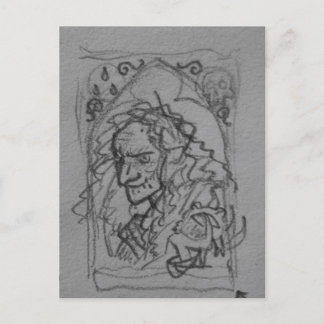 Hag Hexe Sketch Zeichnend Postkarte