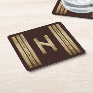 Hagalaz Braune Grunge-Papier-Coaster Rechteckiger Pappuntersetzer