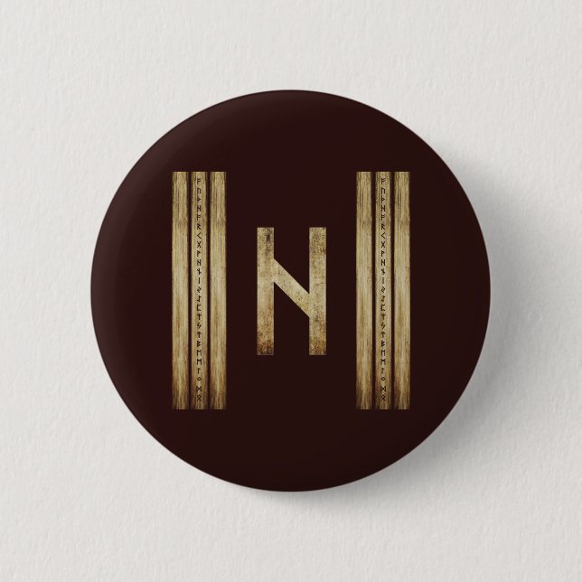 Hagalaz Brauner Grunge-Button (Rund) Button (Vorderseite)