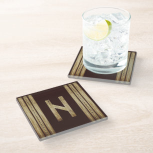 Hagalaz Brauner Grunge Glas Untersetzer