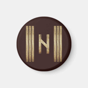 Hagalaz Brauner Grunge Magnet (Rund)
