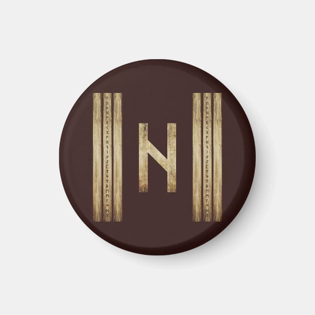 Hagalaz Brauner Grunge Magnet (Rund) (Vorne)