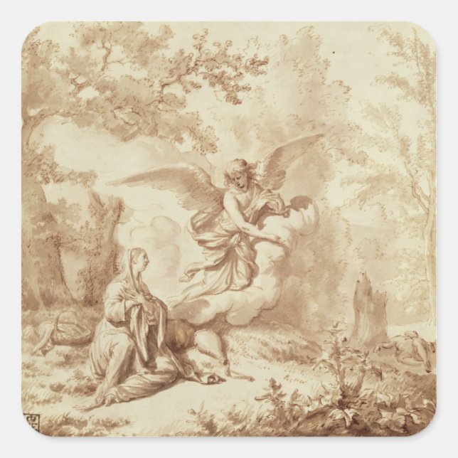 Hagar in der Wildnis Quadratischer Aufkleber (Vorderseite)
