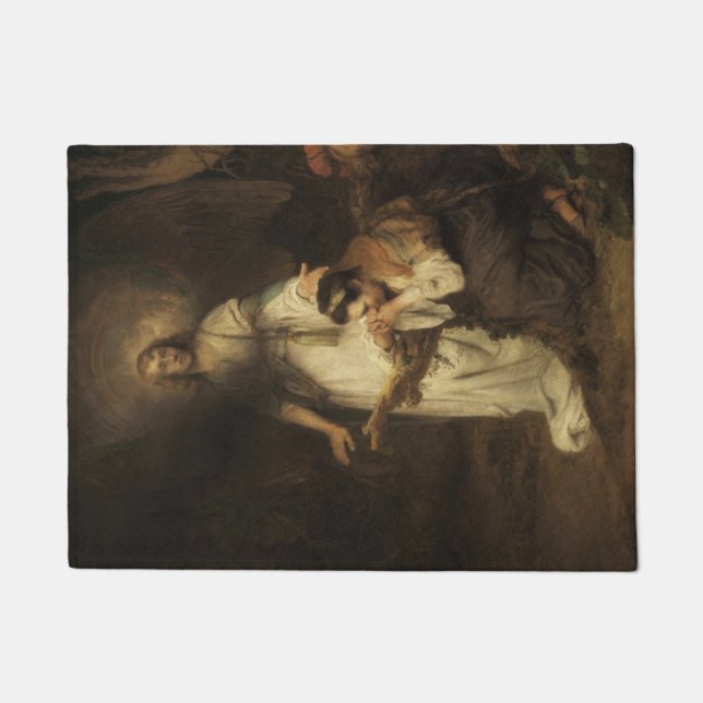 Hagar und der Engel (von Carel Fabritius) Fußmatte (Vorderseite)