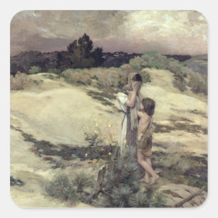 Hagar und Ishmael Quadratischer Aufkleber