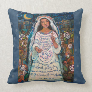 Hagel-Mary-Gebets-Kissen mit blauen Tupfen Kissen