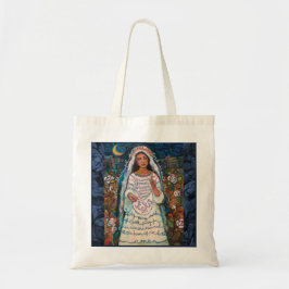 Hagel Mary mit Rosenhintergrund Taschen-Tasche Tragetasche