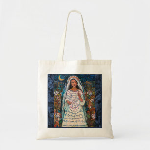 Hagel Mary mit Rosenhintergrund Taschen-Tasche Tragetasche