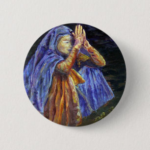 Hagel-Mary-Rosenbeetmalerei Kunst Button