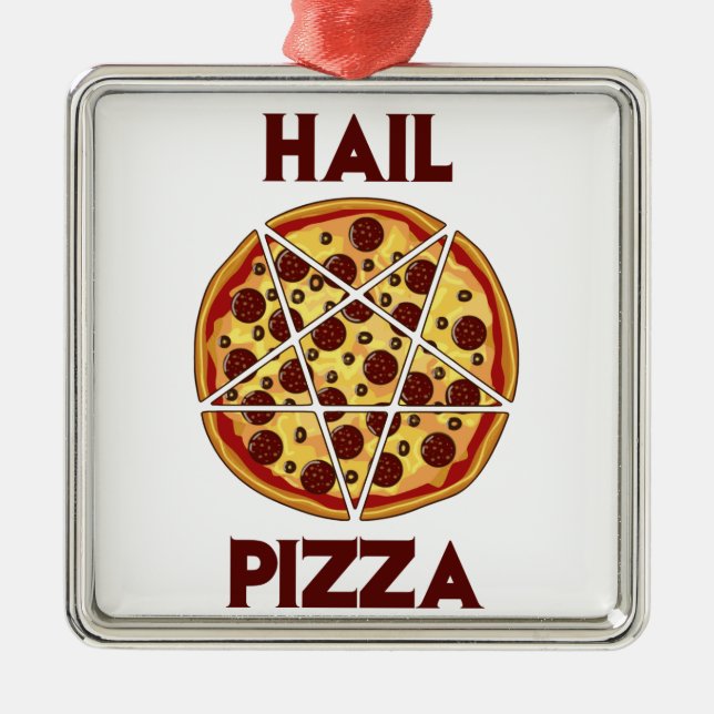 Hagel-Pizza Silbernes Ornament (Vorne)