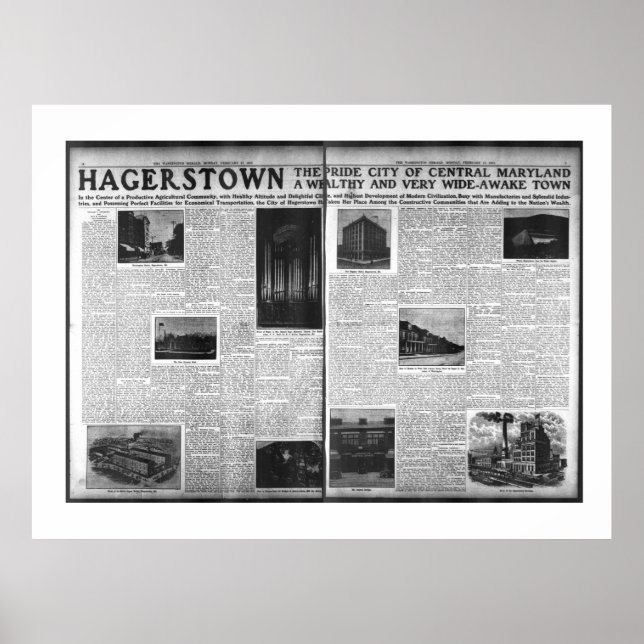 Hagerstown Featured in Washington Herald 1912 Poster (Vorne)