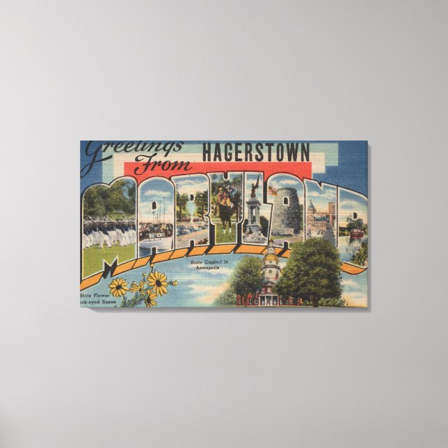 Hagerstown, Maryland - Große Buchstabenszenen Leinwanddruck (Vorderseite)
