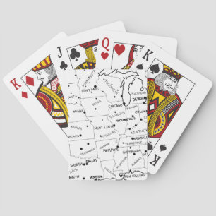 Hahd gezeichnete US-Karte Spielkarten