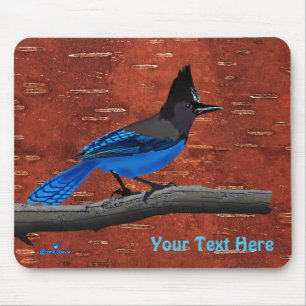 Häher auf innerer Birkenrinde Mousepad