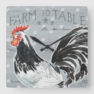 Hahn-Anruf III Quadratische Wanduhr