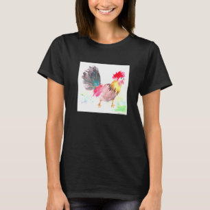 Hahn Aquarell-Hühner-Malerei Bauernhof-Tier Nein T-Shirt