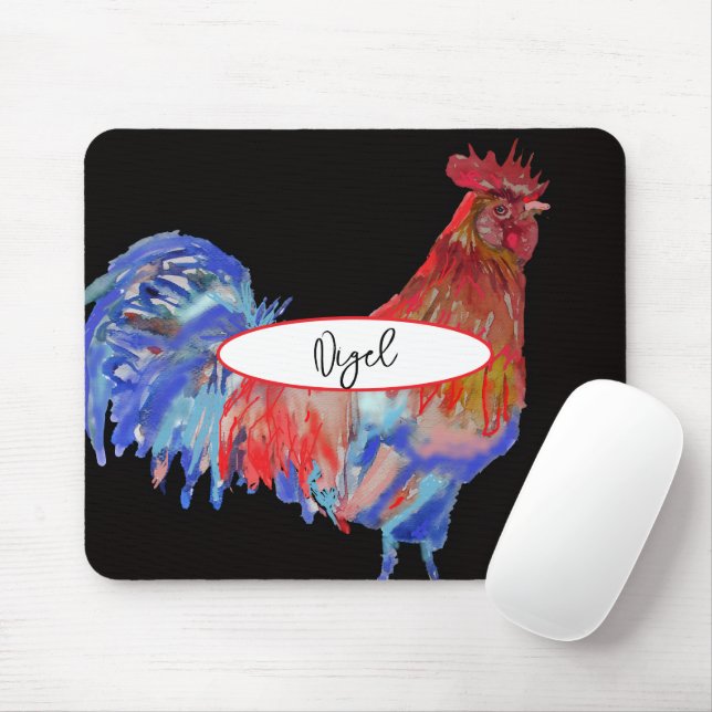 Hahn-Aquarellmalerei Whimsical Mousepad (Mit Mouse)
