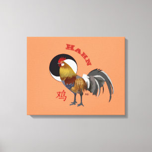 Hahn Chinesisches - Sternzeichen Keilleinwand Leinwanddruck
