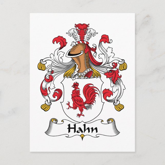 Hahn Familienwappen Postkarte (Vorderseite)
