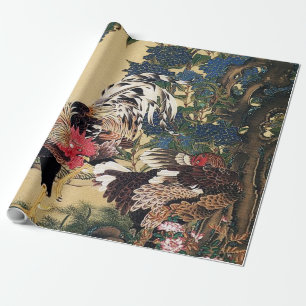 Hahn, Henne und Hortensie von Ito Jakuchu Geschenkpapier