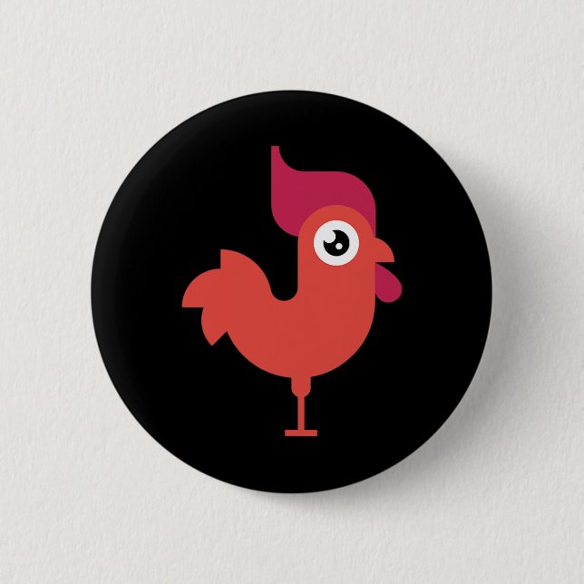 Hahn-Huhn-Spiel Grafik Tiermaskottchen-Design  Button (Vorderseite)
