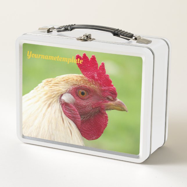 Hahn, Huhn, Tier, Vögel, Design, Bauernhof, Metall Brotdose (Vorderseite)