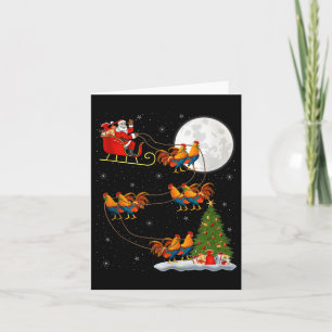 Hahn Hühner Weihnachtsmann Schlitten Fliegend Lust Karte