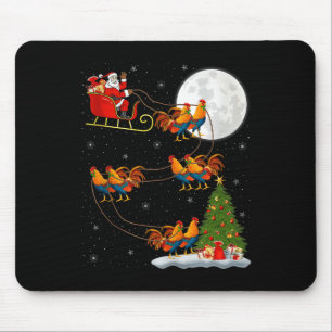 Hahn Hühner Weihnachtsmann Schlitten Fliegend Lust Mousepad
