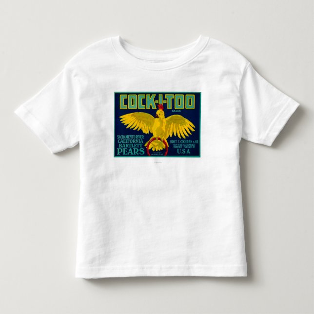 Hahn-ICh-auch Birnen-Kisten-Aufkleber Kleinkind T-shirt (Vorderseite)